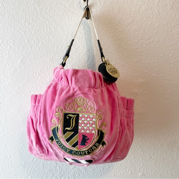 Juicy Couture Bags Vtg Y2k Juicy Couture Pink Velour Shoulder Bag